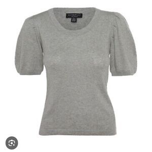Rielle‎ Puff Sleeve T-Shirt Air Scoop Neck Stretch Knit Top Blue 3X Nwt